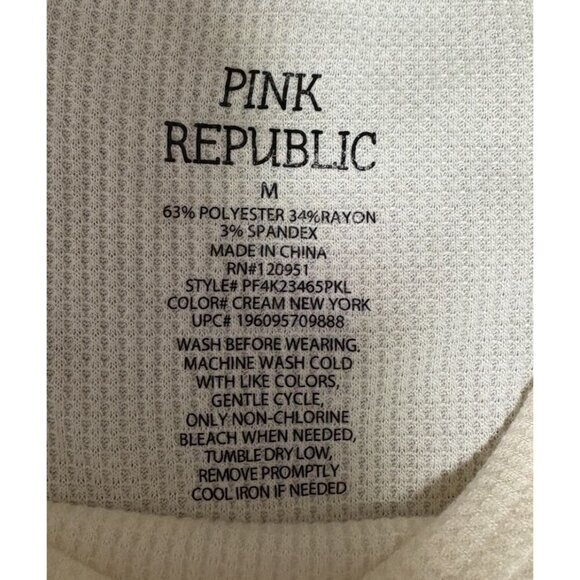 Pink Republic Thermal Top Long Sleeve Womens Medium Waffle Knit - Picture 2 of 3